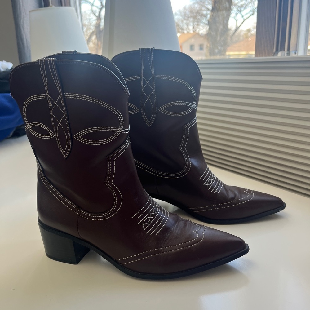 Princess Polly Brown short cowgirl boots
